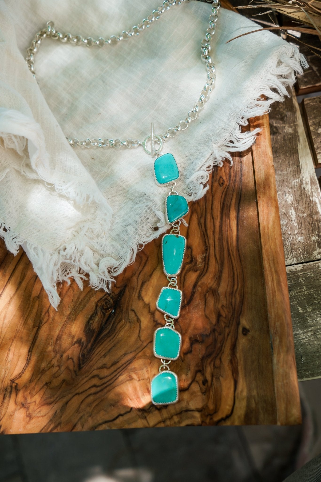 Drip Necklace in Tyrone Turquoise - Golden Road Crafted