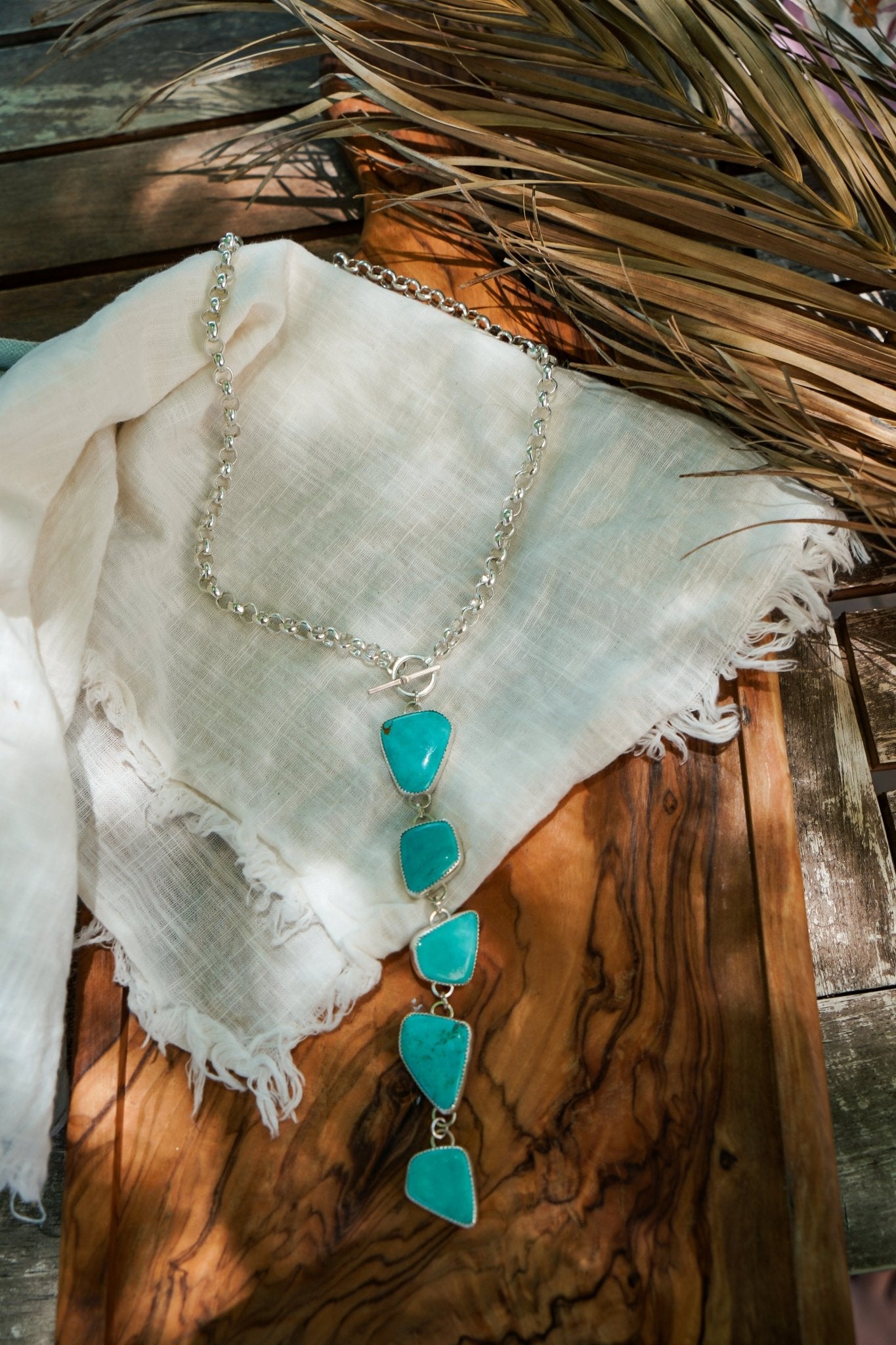 Drip Necklace in Tyrone Turquoise - Golden Road Crafted