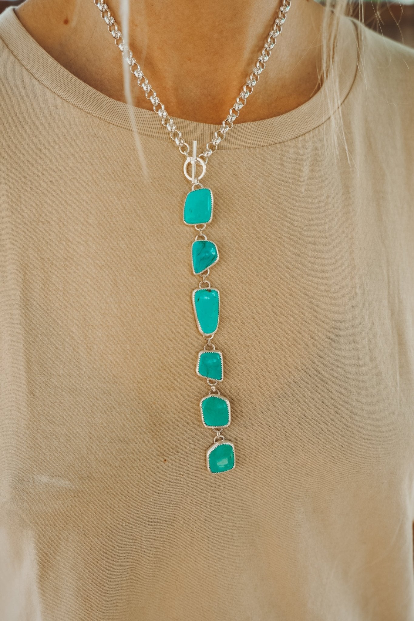 Drip Necklace in Tyrone Turquoise - Golden Road Crafted