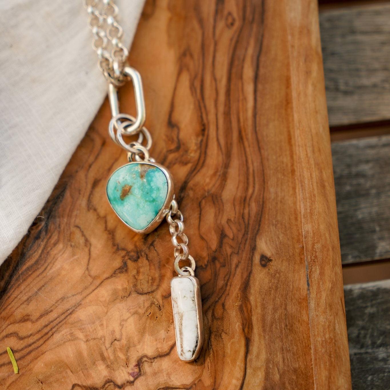 Dusk to Dawn Charm Necklaces in Royston Turquoise - Golden Road Crafted