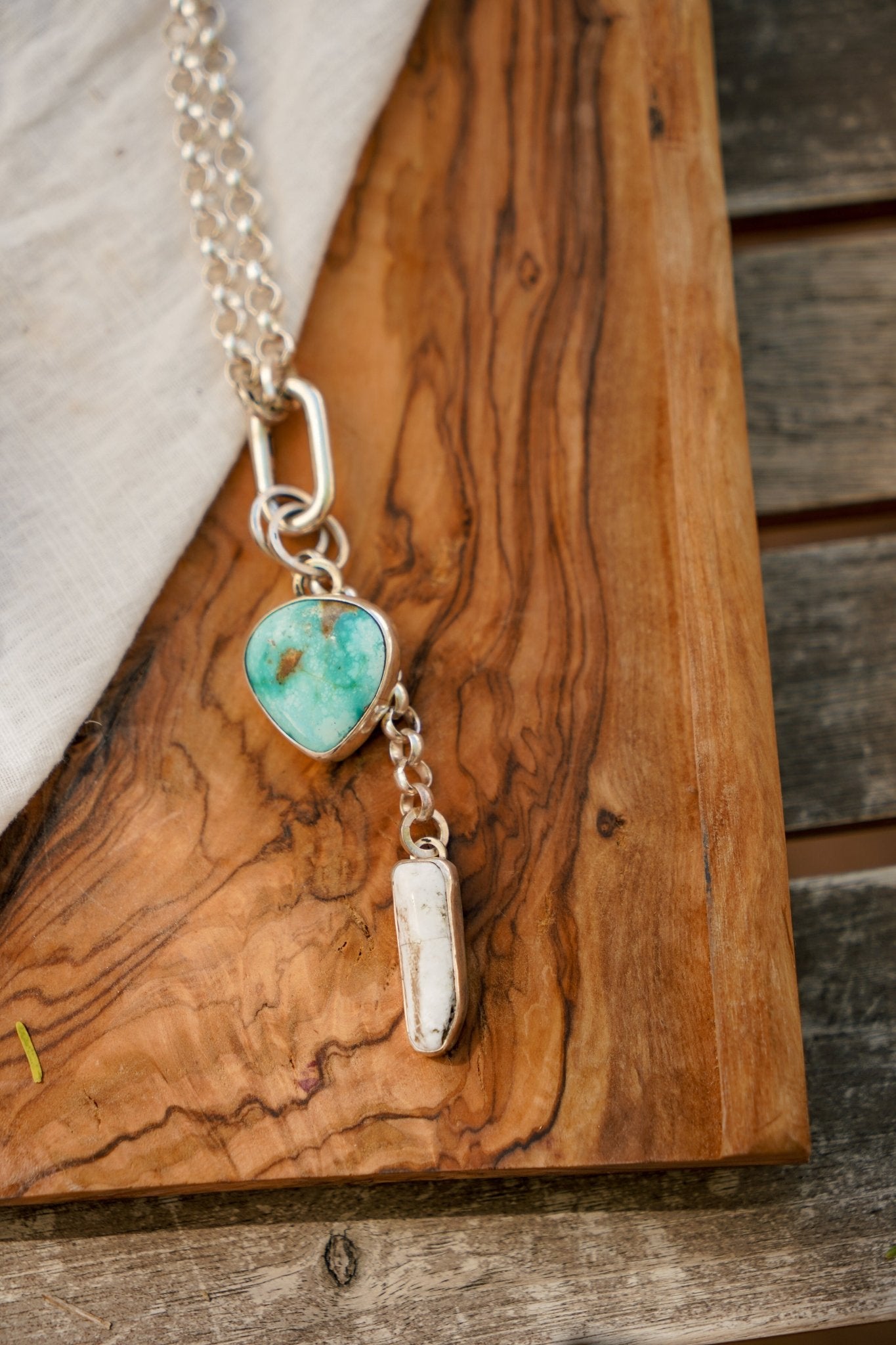 Dusk to Dawn Charm Necklaces in Royston Turquoise - Golden Road Crafted