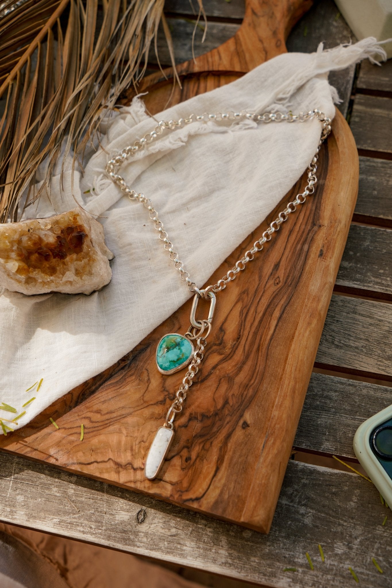Dusk to Dawn Charm Necklaces in Royston Turquoise - Golden Road Crafted