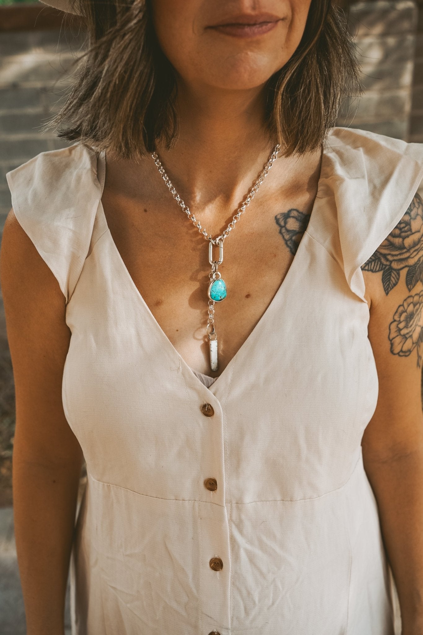 Dusk to Dawn Charm Necklaces in Royston Turquoise - Golden Road Crafted