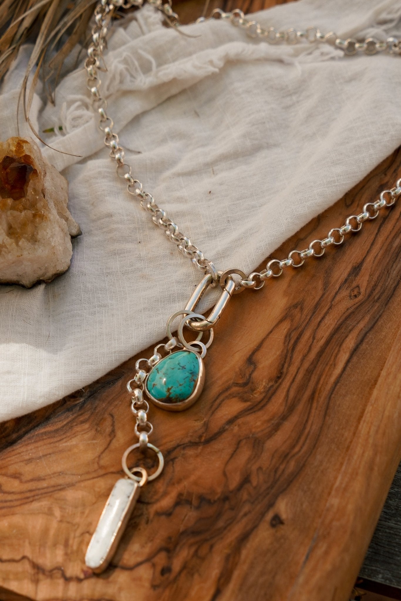 Dusk to Dawn Charm Necklaces in Royston Turquoise - Golden Road Crafted