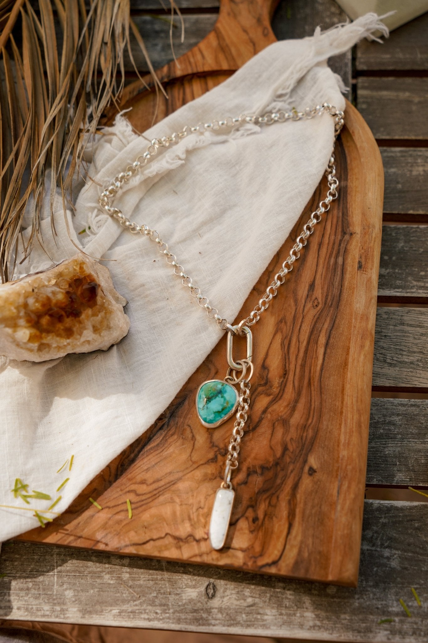 Dusk to Dawn Charm Necklaces in Royston Turquoise - Golden Road Crafted