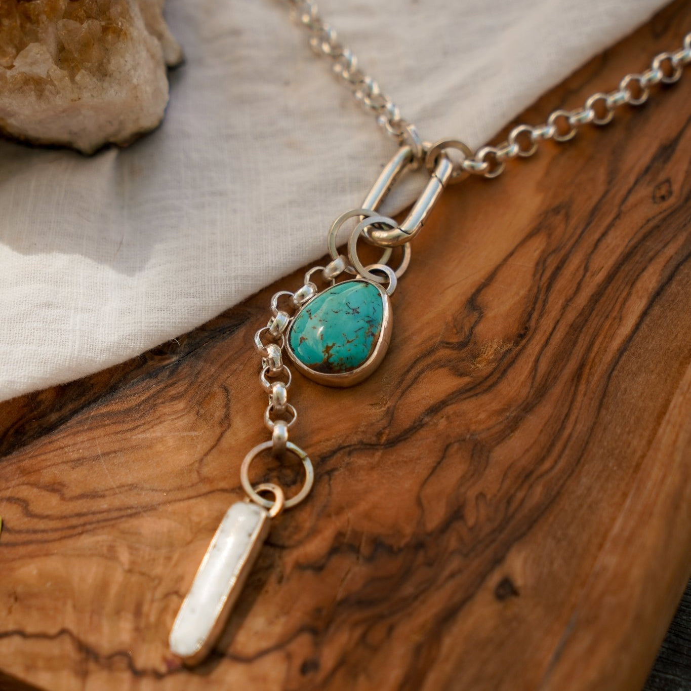 Dusk to Dawn Charm Necklaces in Royston Turquoise - Golden Road Crafted