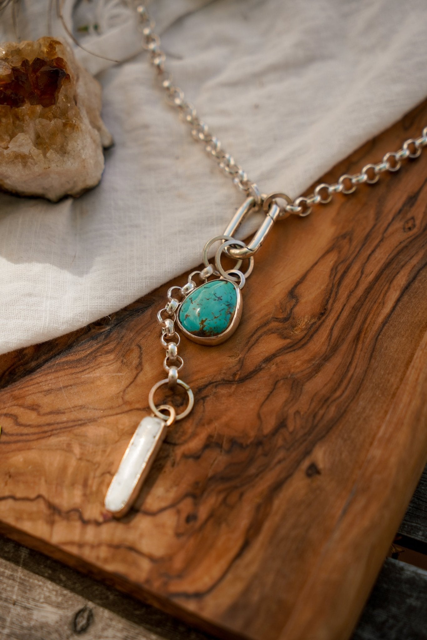 Dusk to Dawn Charm Necklaces in Royston Turquoise - Golden Road Crafted