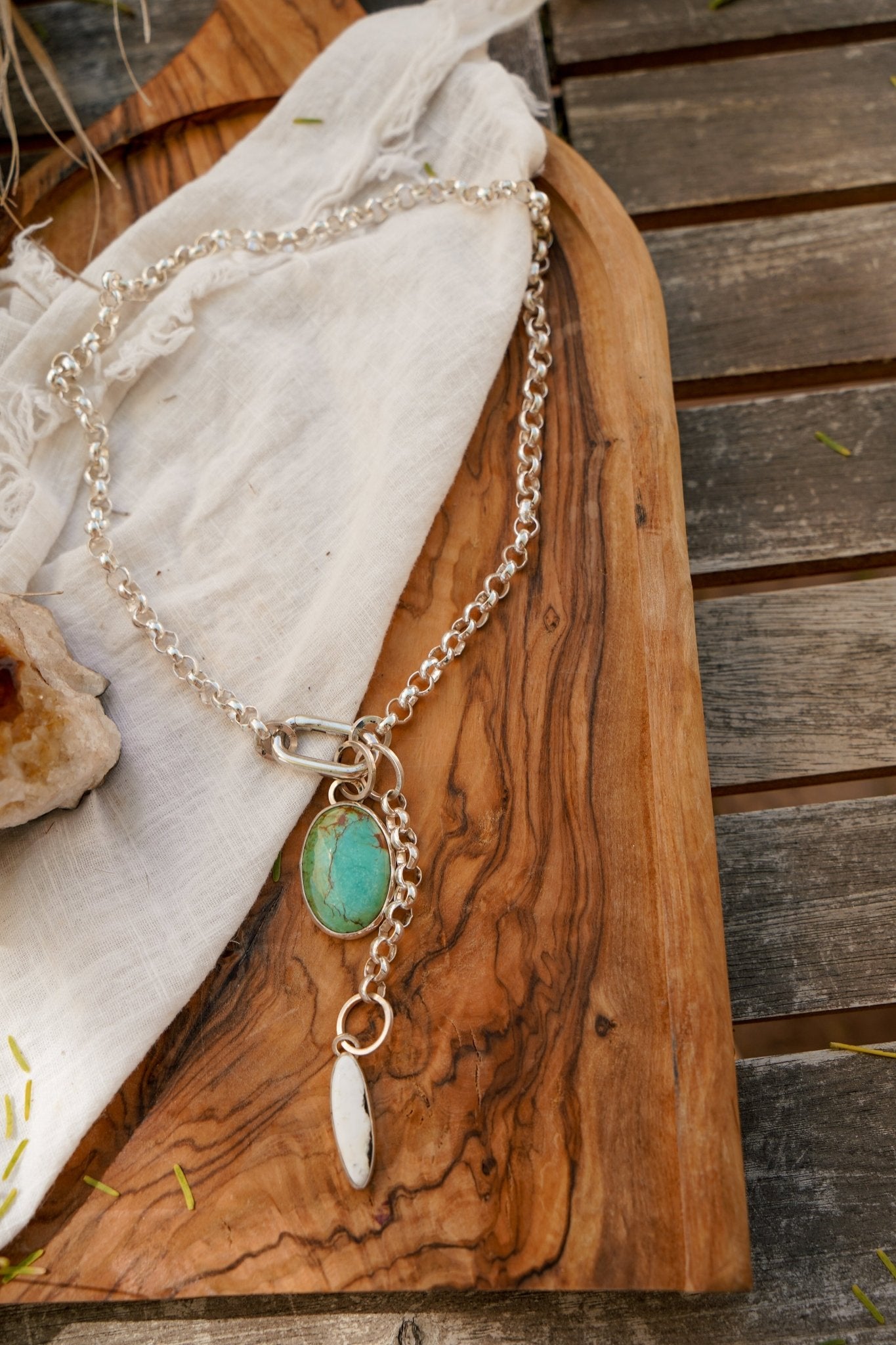 Dusk to Dawn Charm Necklaces in Royston Turquoise - Golden Road Crafted
