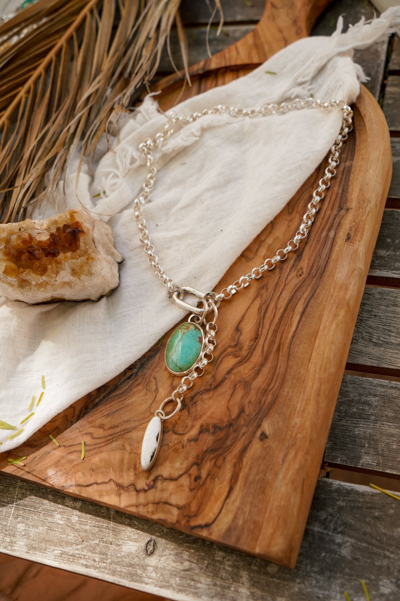 Dusk to Dawn Charm Necklaces in Royston Turquoise - Golden Road Crafted