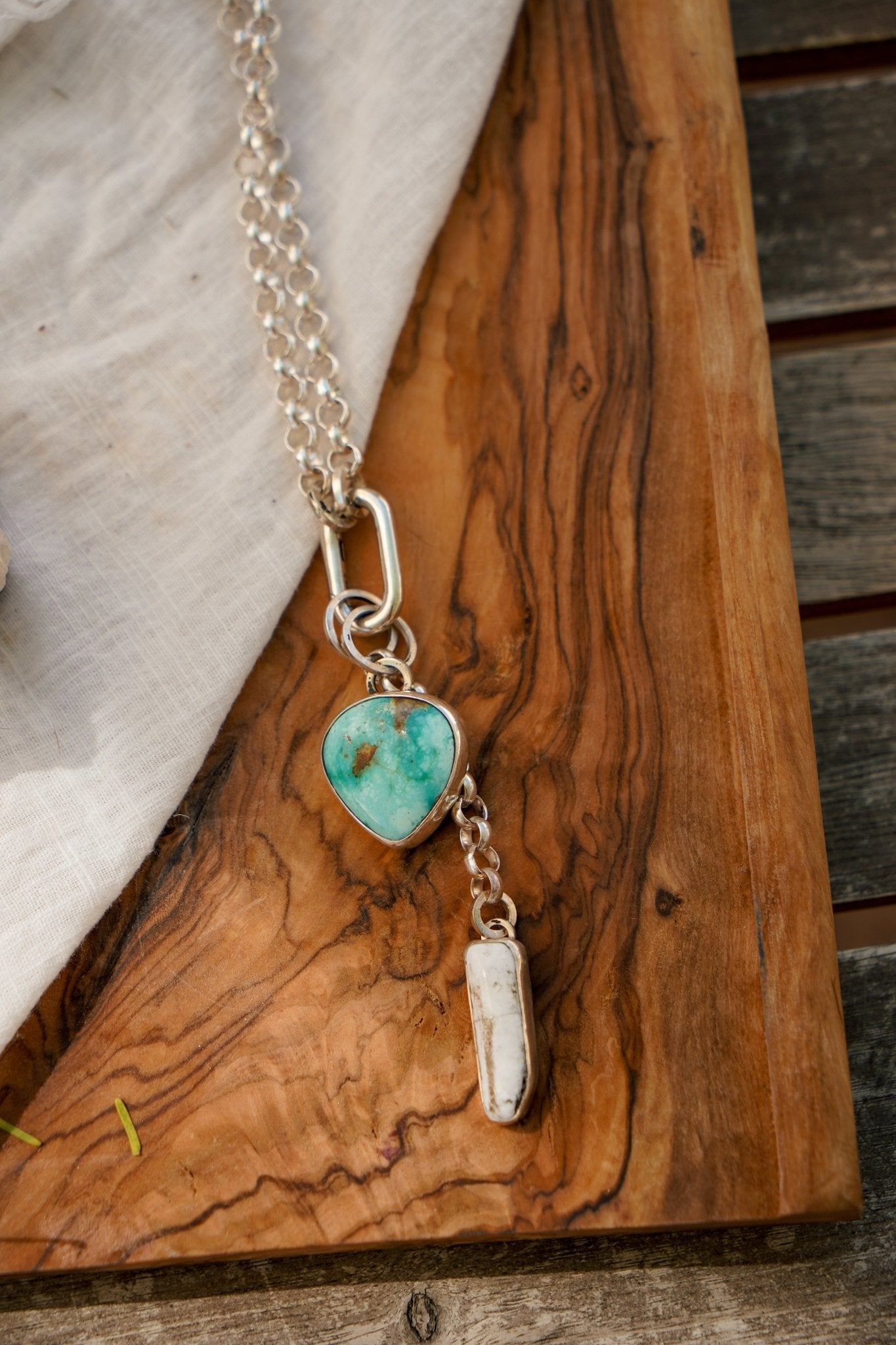 Dusk to Dawn Charm Necklaces in Royston Turquoise - Golden Road Crafted