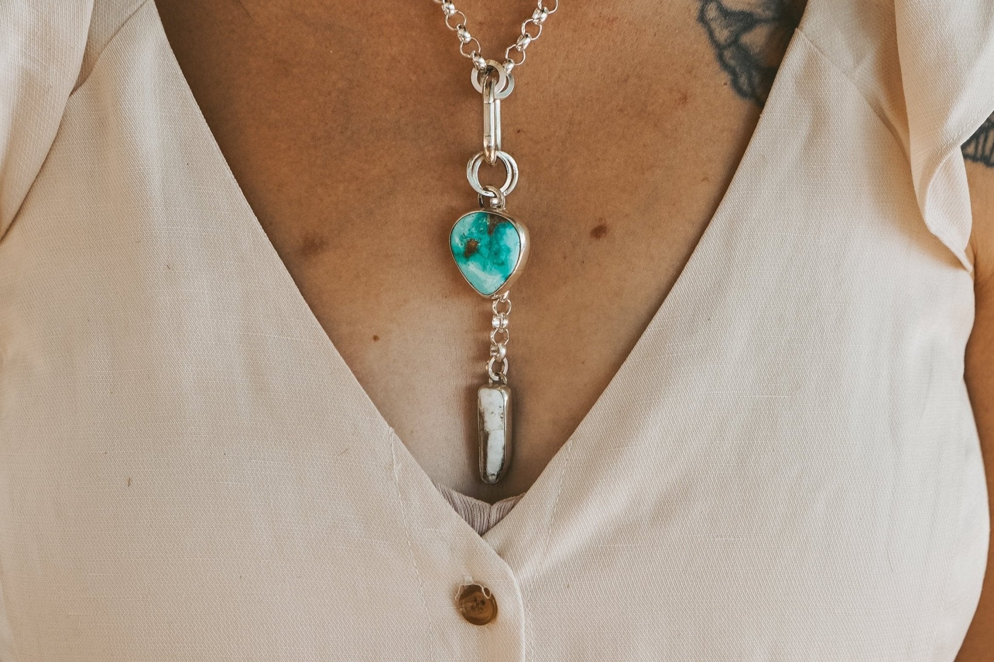 Dusk to Dawn Charm Necklaces in Royston Turquoise - Golden Road Crafted