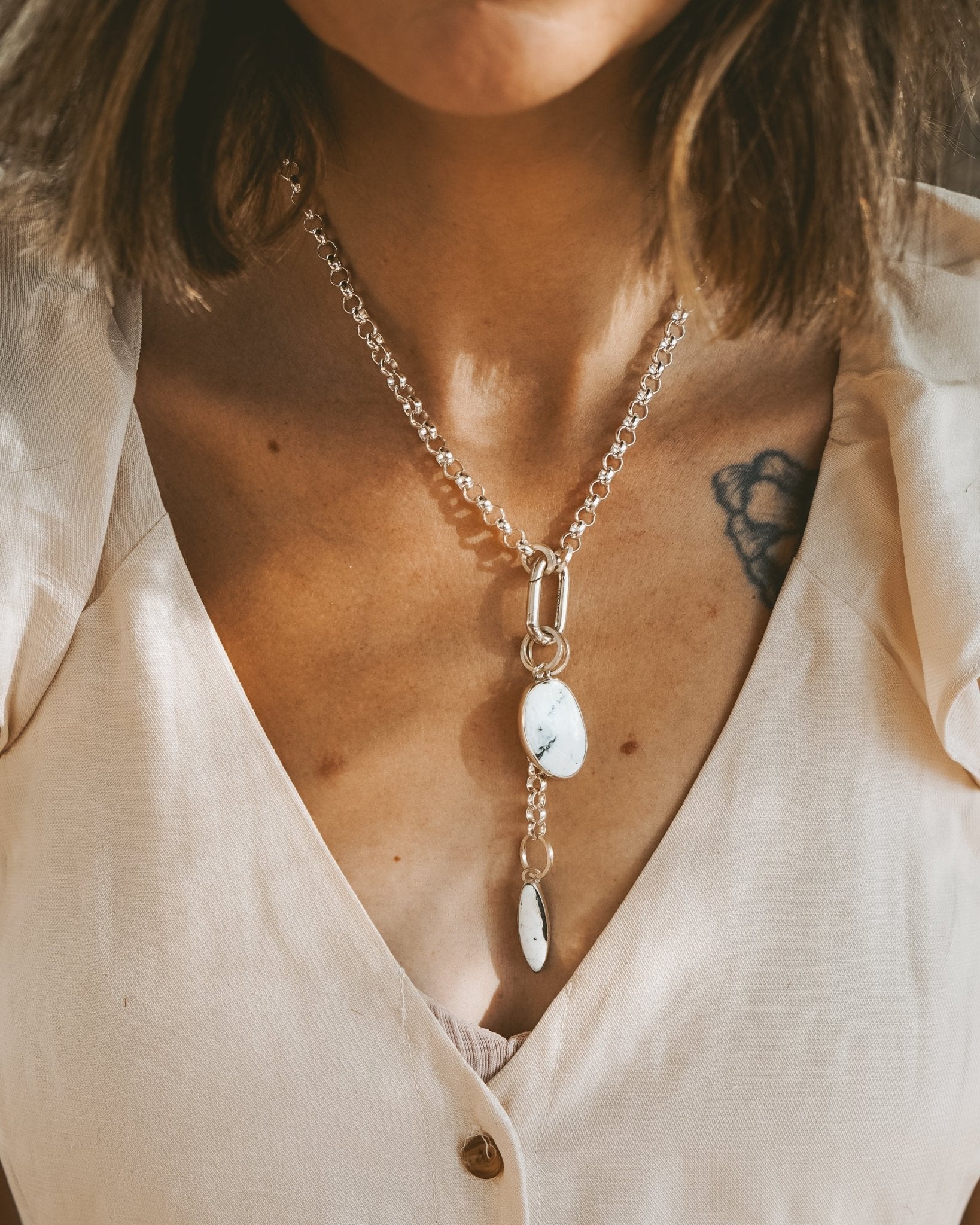 Dusk to Dawn Charm Necklaces in White Buffalo - Golden Road Crafted