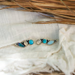 Ear Crawler in Boulder Opal Doublet, Sterling Opal, Moonstone, & Kingman Turquoise - Golden Road Crafted