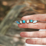 Ear Crawler in Boulder Opal Doublet, Sterling Opal, Moonstone, & Kingman Turquoise - Golden Road Crafted