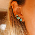 Ear Crawler + Stud Combo in Sonoran Mtn & Campitos Turquoise - Golden Road Crafted