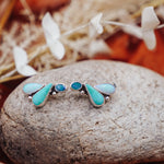 Ear Crawlers in Boulder Opal Doublet, Sterling Opal, & Campitos Turquoise - Golden Road Crafted