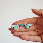 Ear Crawlers in Boulder Opal Doublet, Sterling Opal, & Campitos Turquoise - Golden Road Crafted
