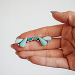 Ear Crawlers in Boulder Opal Doublet, Sterling Opal, & Campitos Turquoise - Golden Road Crafted