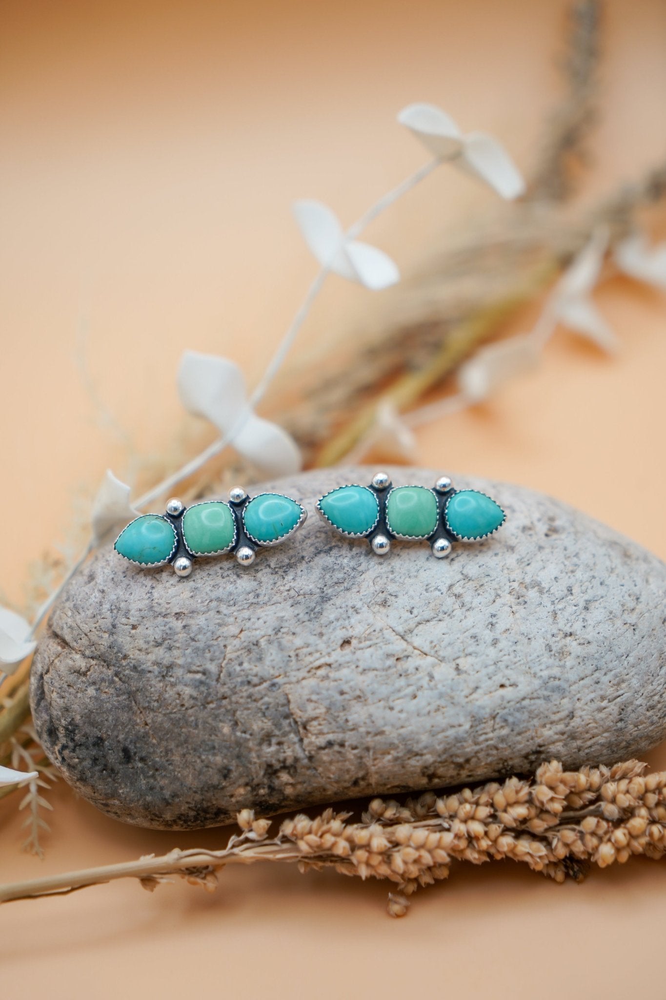 Ear Crawlers in Kingman Turquoise and Variscite - Golden Road Crafted
