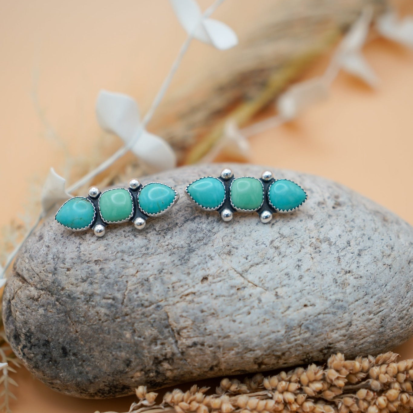 Ear Crawlers in Kingman Turquoise and Variscite - Golden Road Crafted