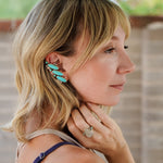 Ear Cuff in Campitos & Lone Mtn Turquoise - Golden Road Crafted