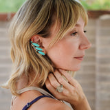 Ear Cuff in Campitos & Lone Mtn Turquoise - Golden Road Crafted