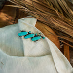 Ear Cuff in Campitos & Lone Mtn Turquoise - Golden Road Crafted