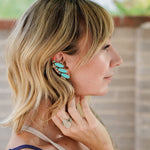 Ear Cuff in Campitos & Lone Mtn Turquoise - Golden Road Crafted