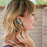 Ear Cuff in Campitos & Lone Mtn Turquoise - Golden Road Crafted