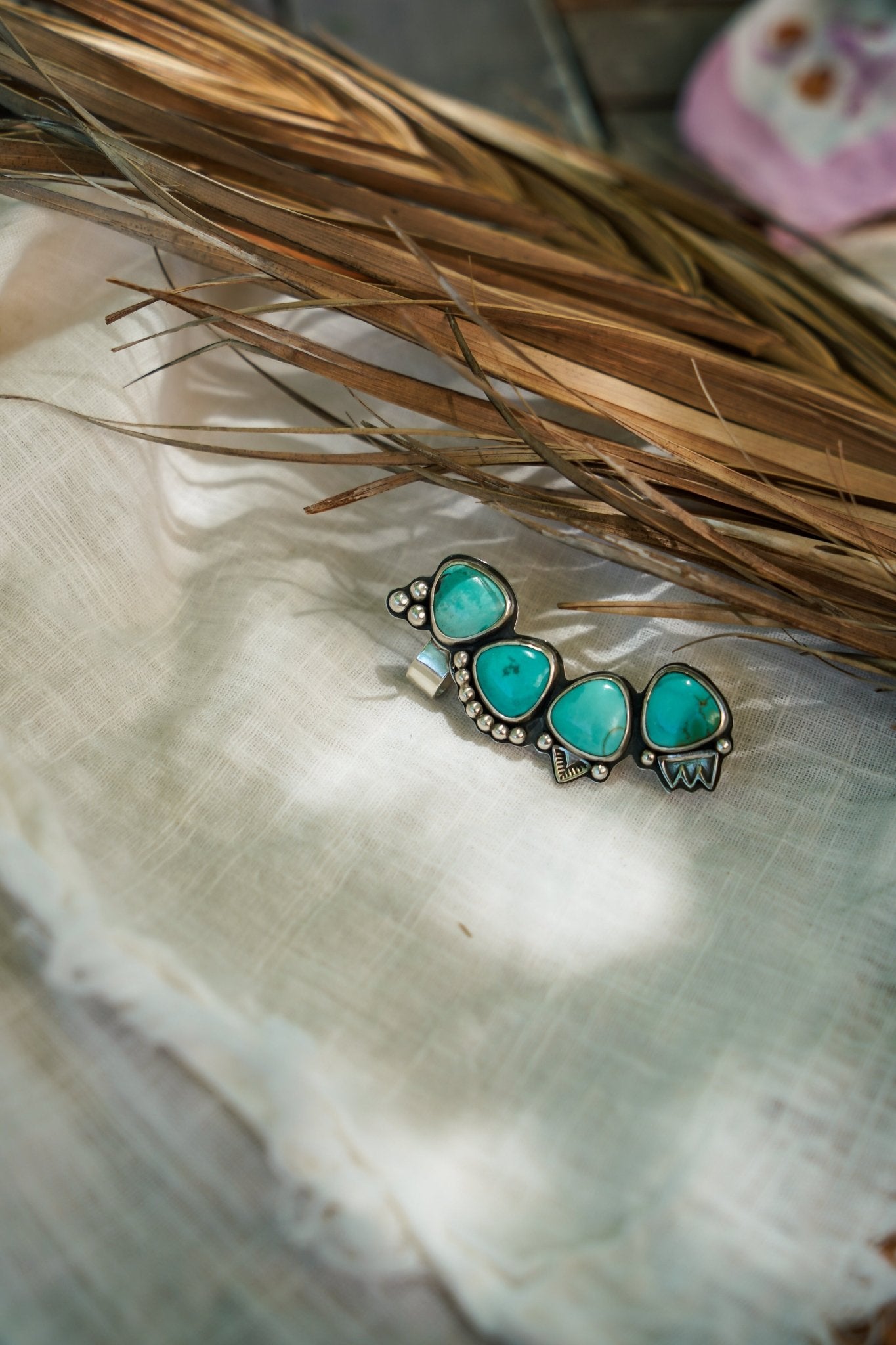 Ear Cuff in Campitos Turquoise - Golden Road Crafted