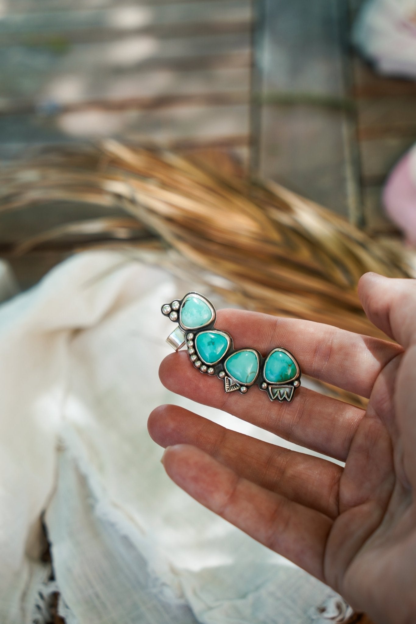 Ear Cuff in Campitos Turquoise - Golden Road Crafted