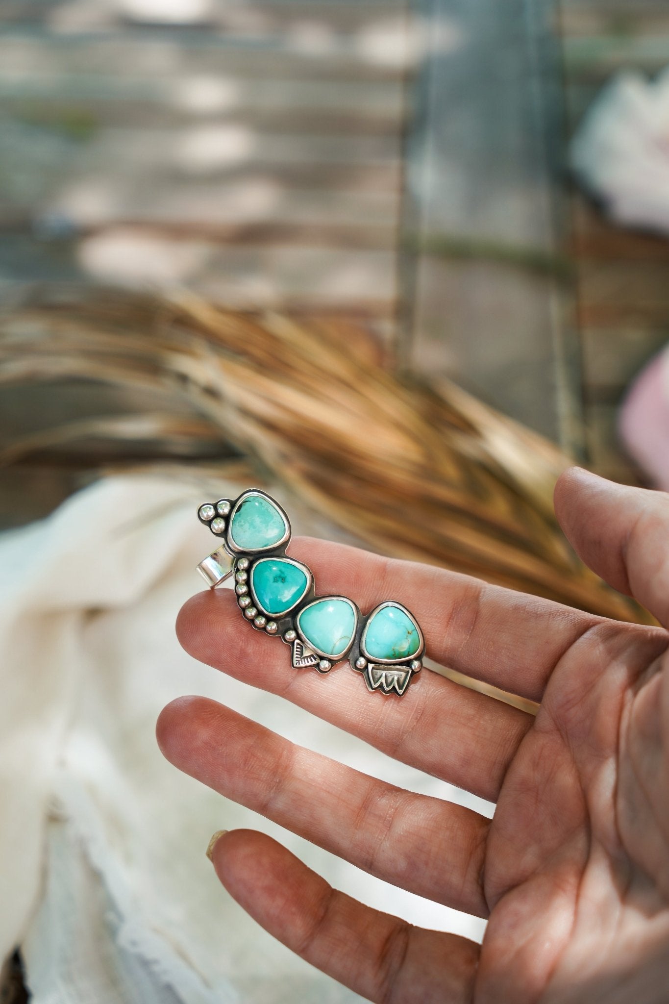Ear Cuff in Campitos Turquoise - Golden Road Crafted