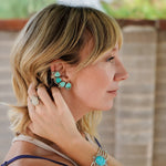 Ear Cuff in Campitos Turquoise - Golden Road Crafted