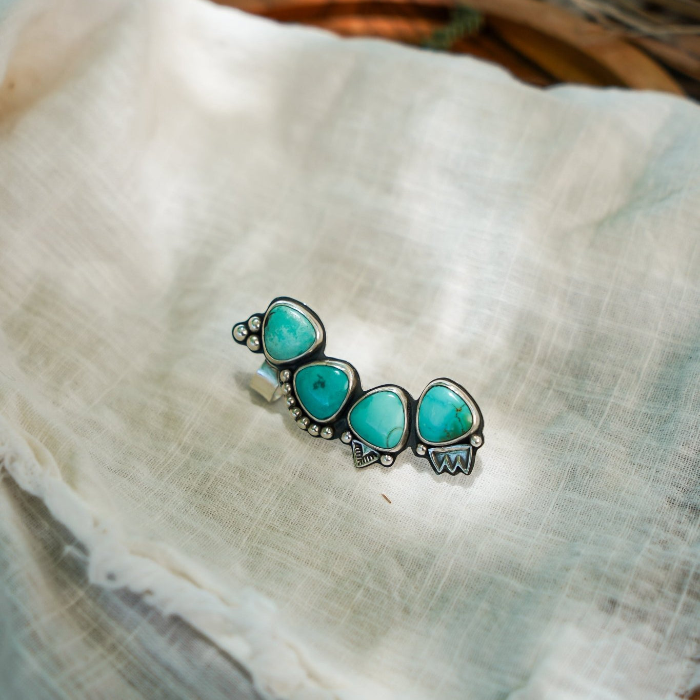 Ear Cuff in Campitos Turquoise - Golden Road Crafted