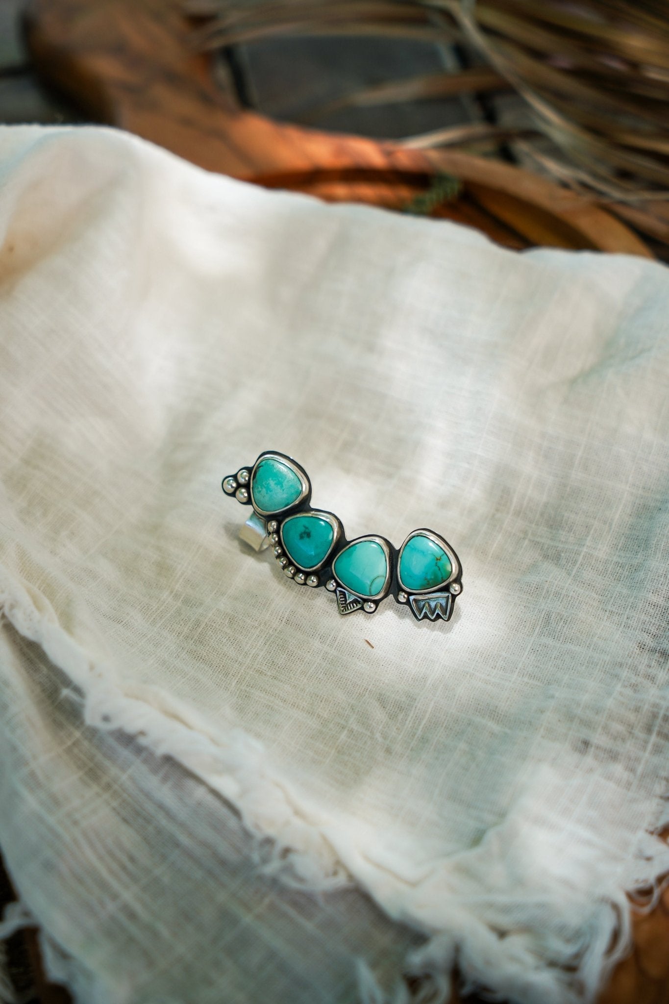 Ear Cuff in Campitos Turquoise - Golden Road Crafted