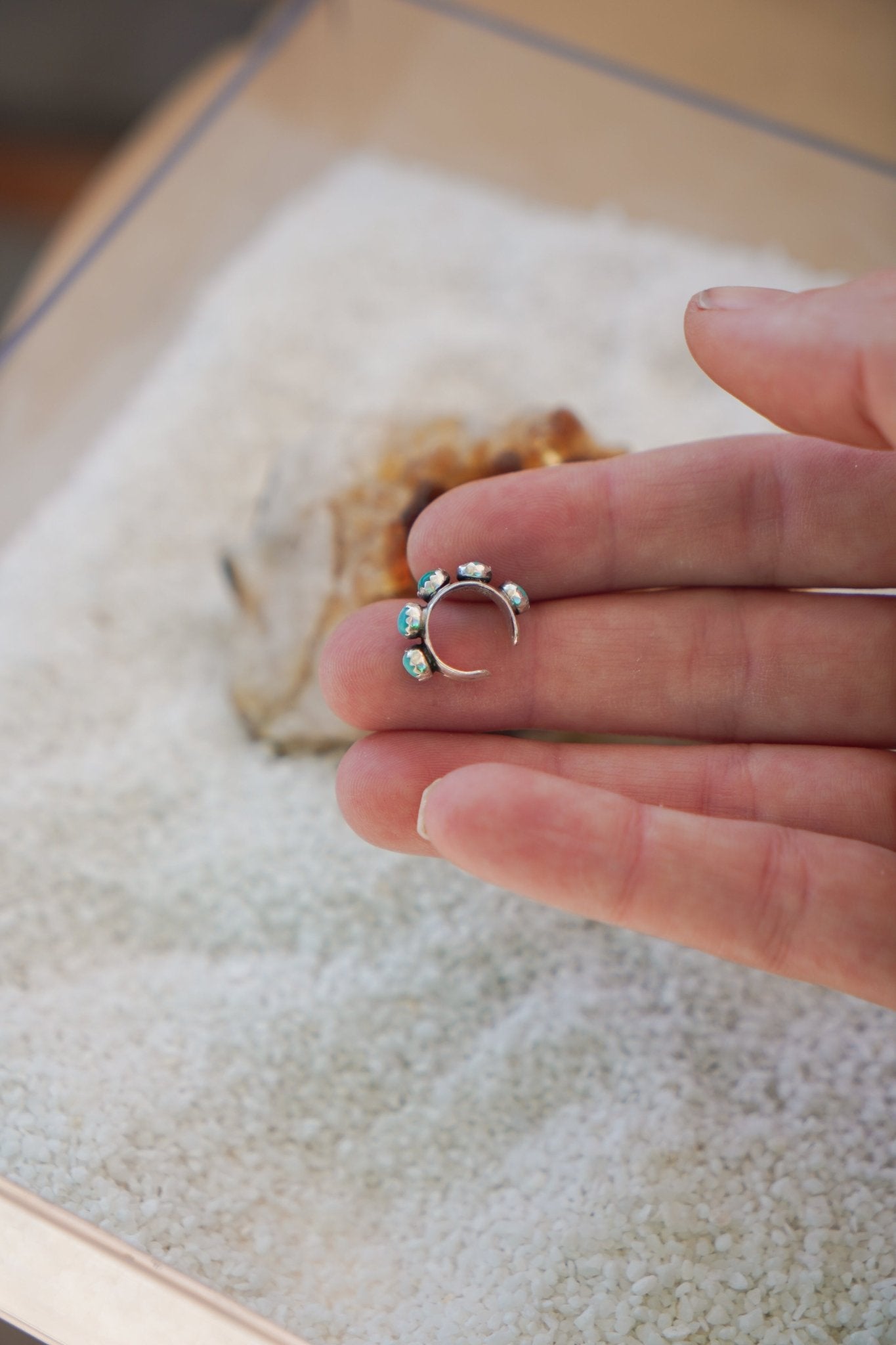 Ear Cuff in Hubei Turquoise - Golden Road Crafted