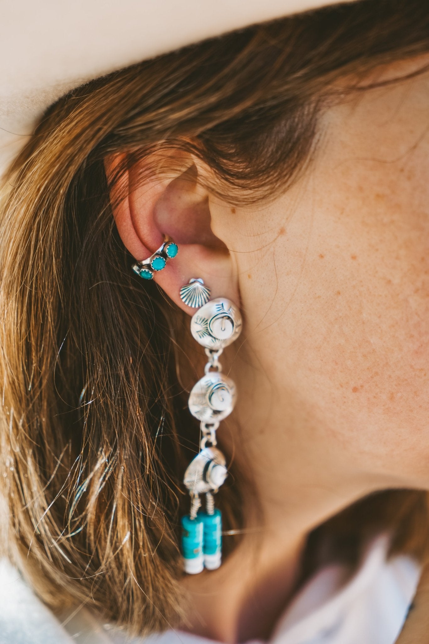 Ear Cuff in Hubei Turquoise - Golden Road Crafted