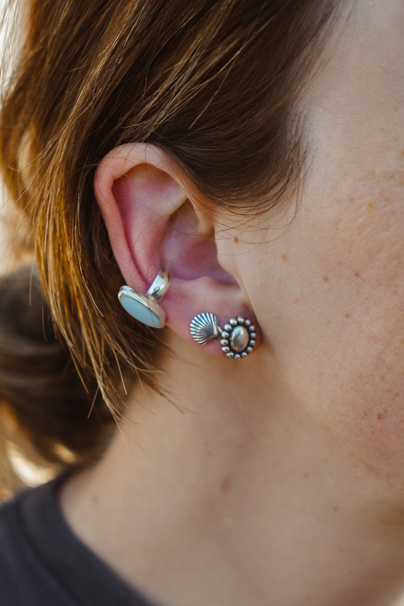 Ear Cuff in Moonstone - Golden Road Crafted