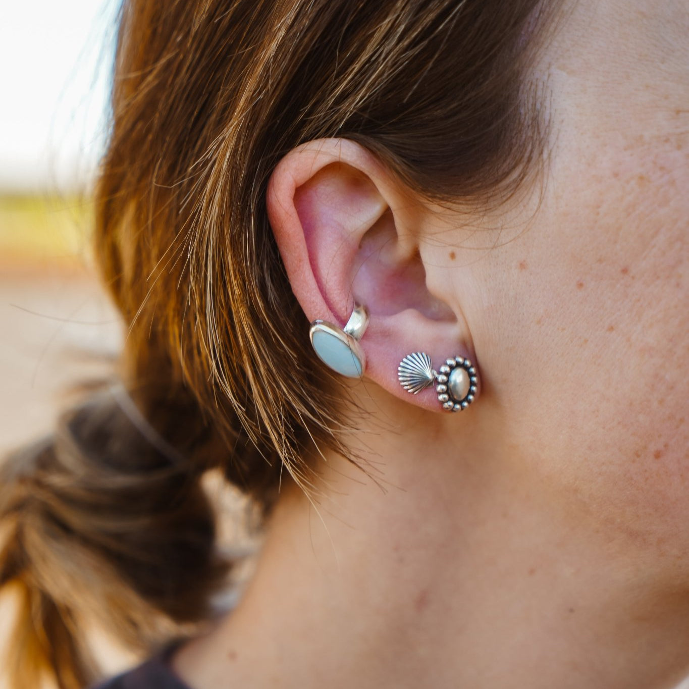 Ear Cuff in Moonstone - Golden Road Crafted