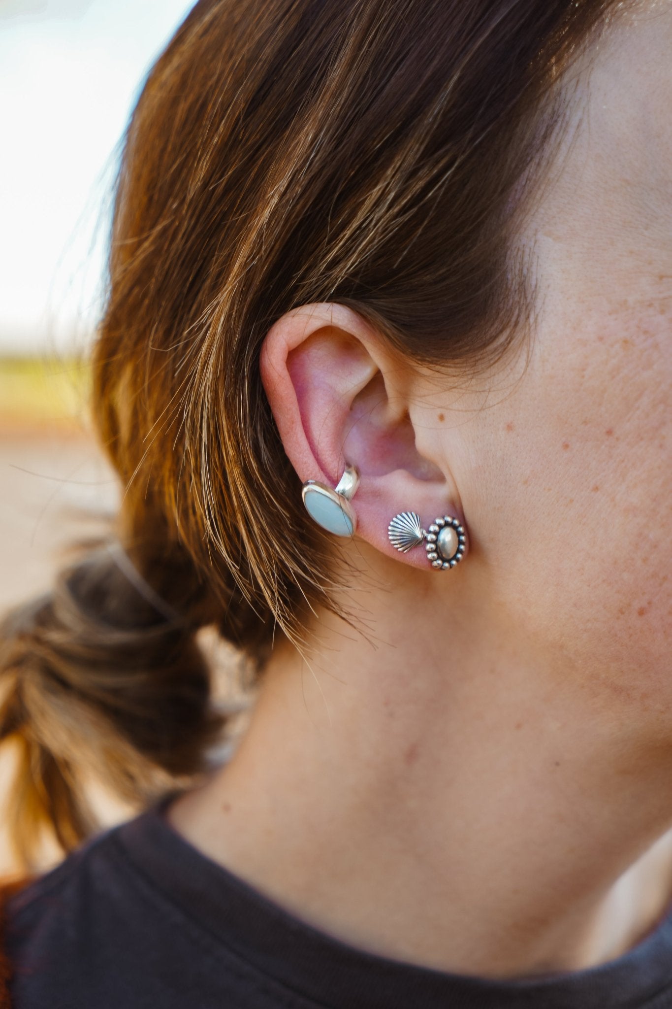 Ear Cuff in Moonstone - Golden Road Crafted