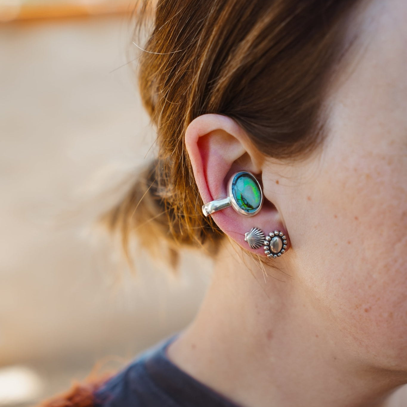 Ear Cuff in Sterling Opal - Golden Road Crafted