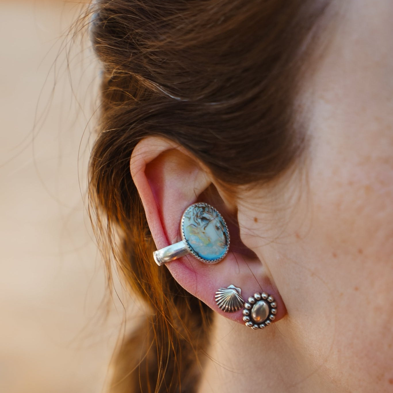 Ear Cuff in Sterling Opal - Golden Road Crafted