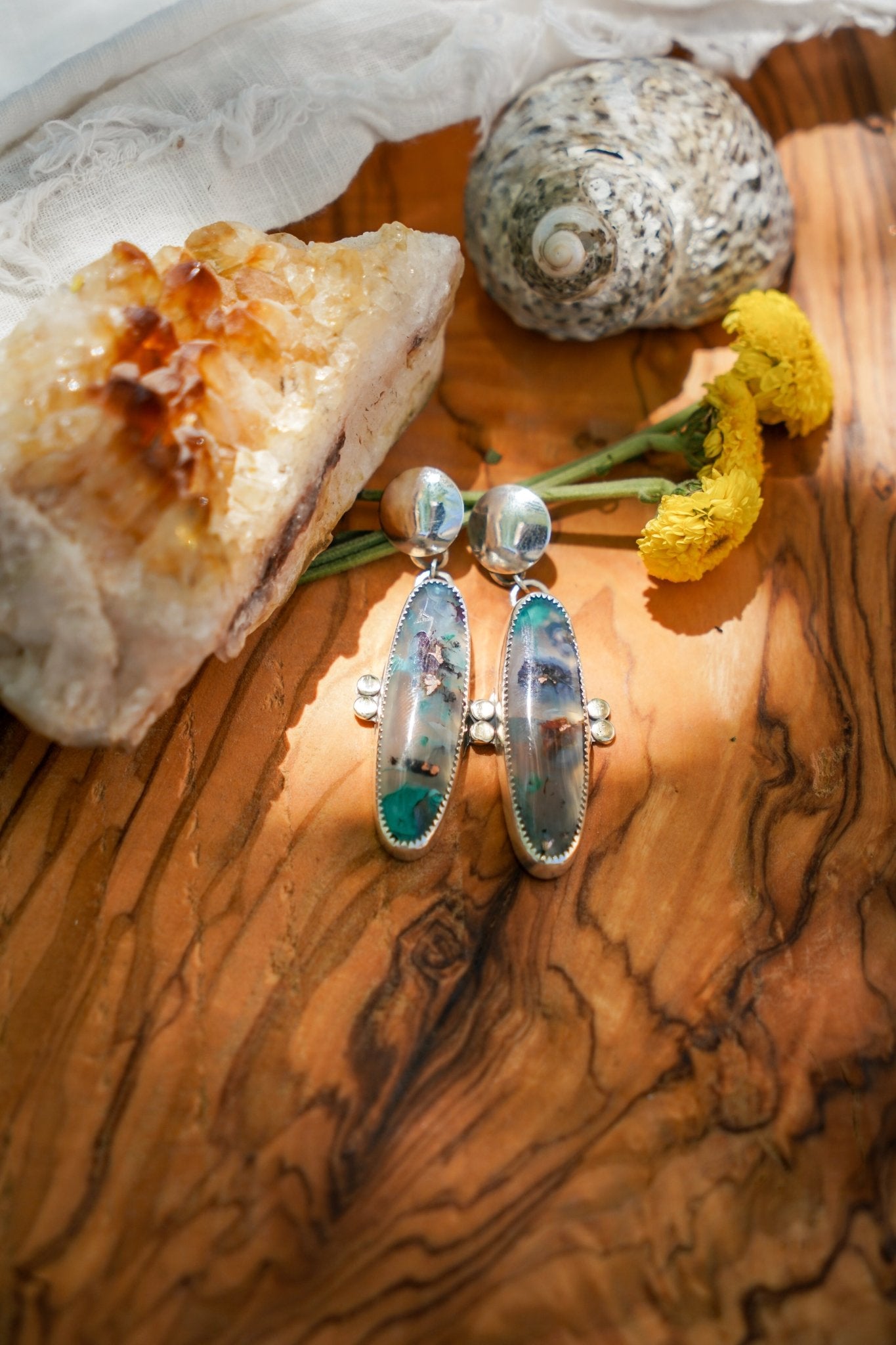 Earrings in Confetti Chrysocolla - Golden Road Crafted
