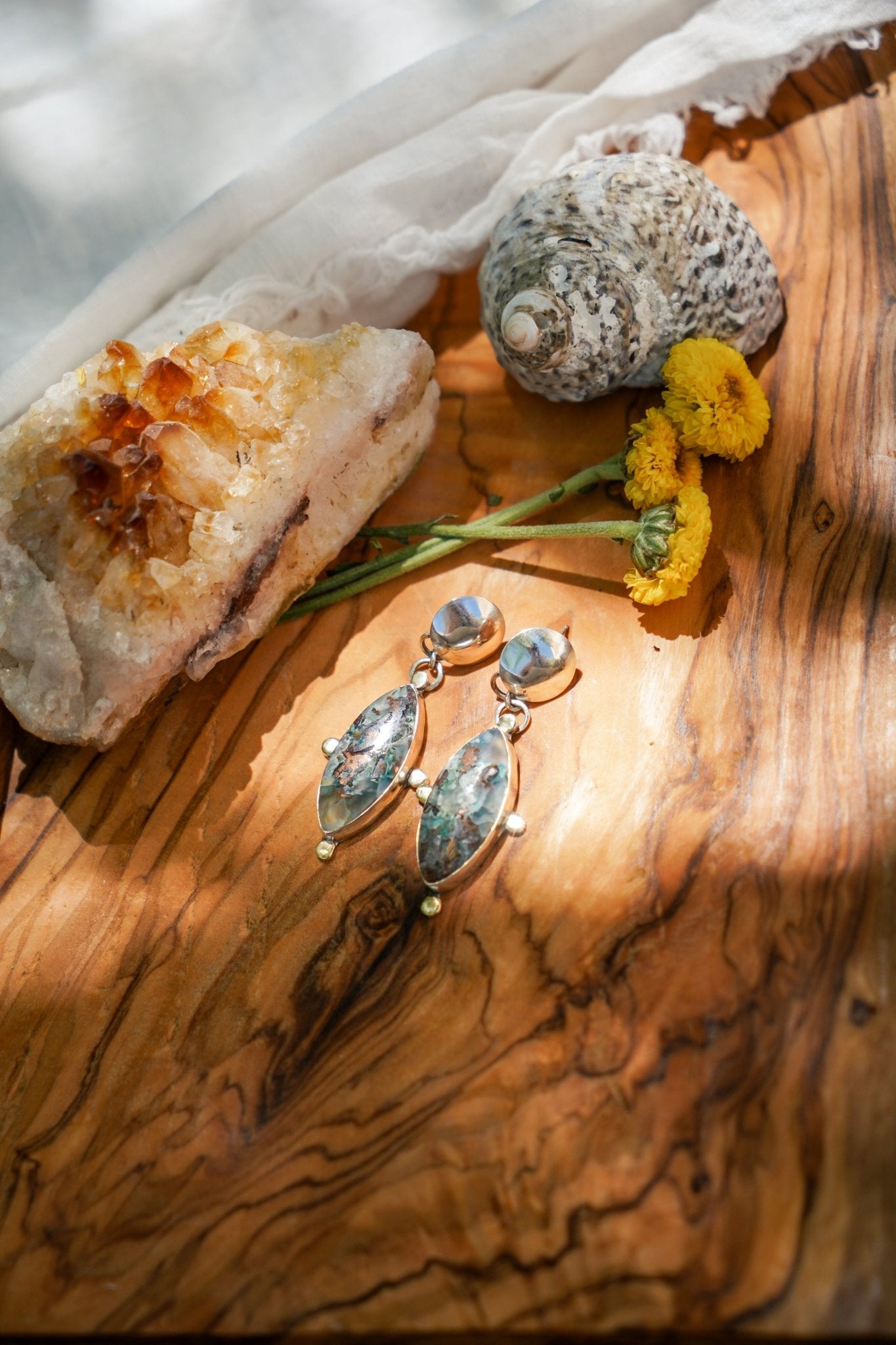 Earrings in Confetti Chrysocolla - Golden Road Crafted