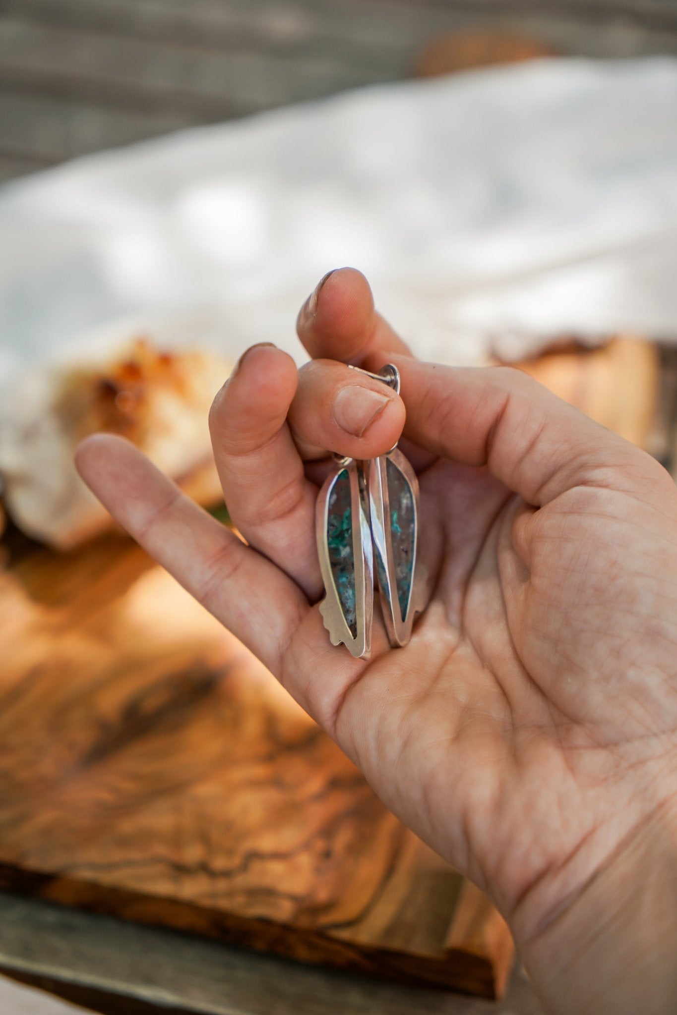 Earrings in Confetti Chrysocolla - Golden Road Crafted