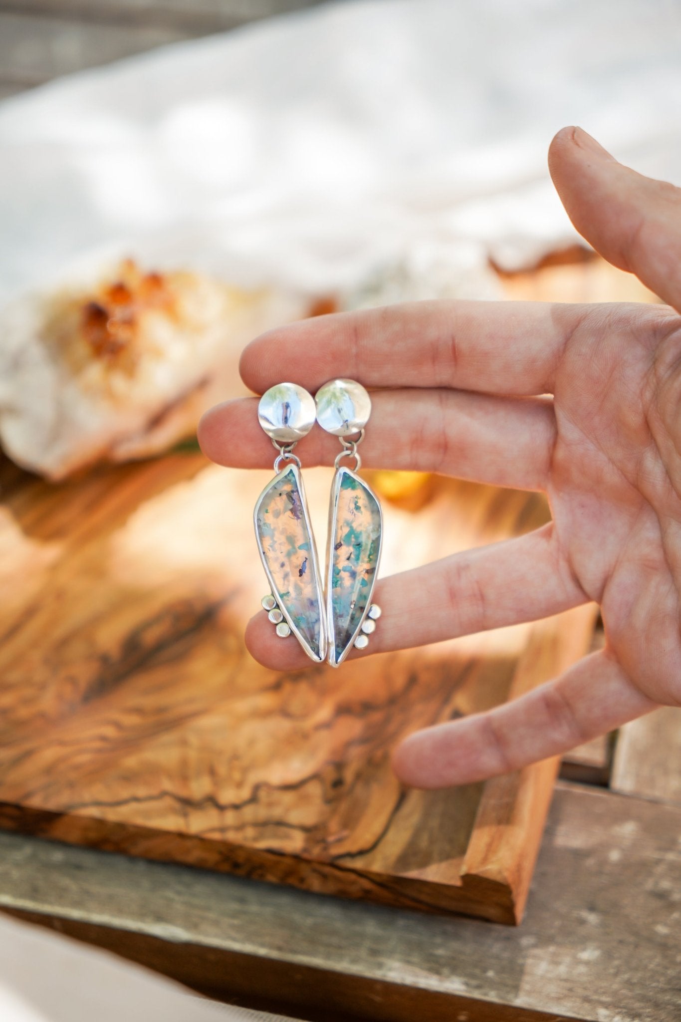 Earrings in Confetti Chrysocolla - Golden Road Crafted