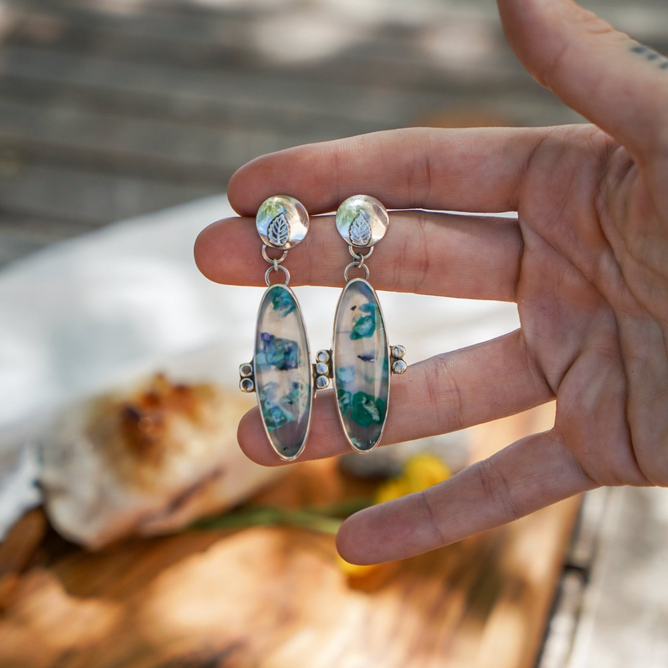 Earrings in Confetti Chrysocolla - Golden Road Crafted