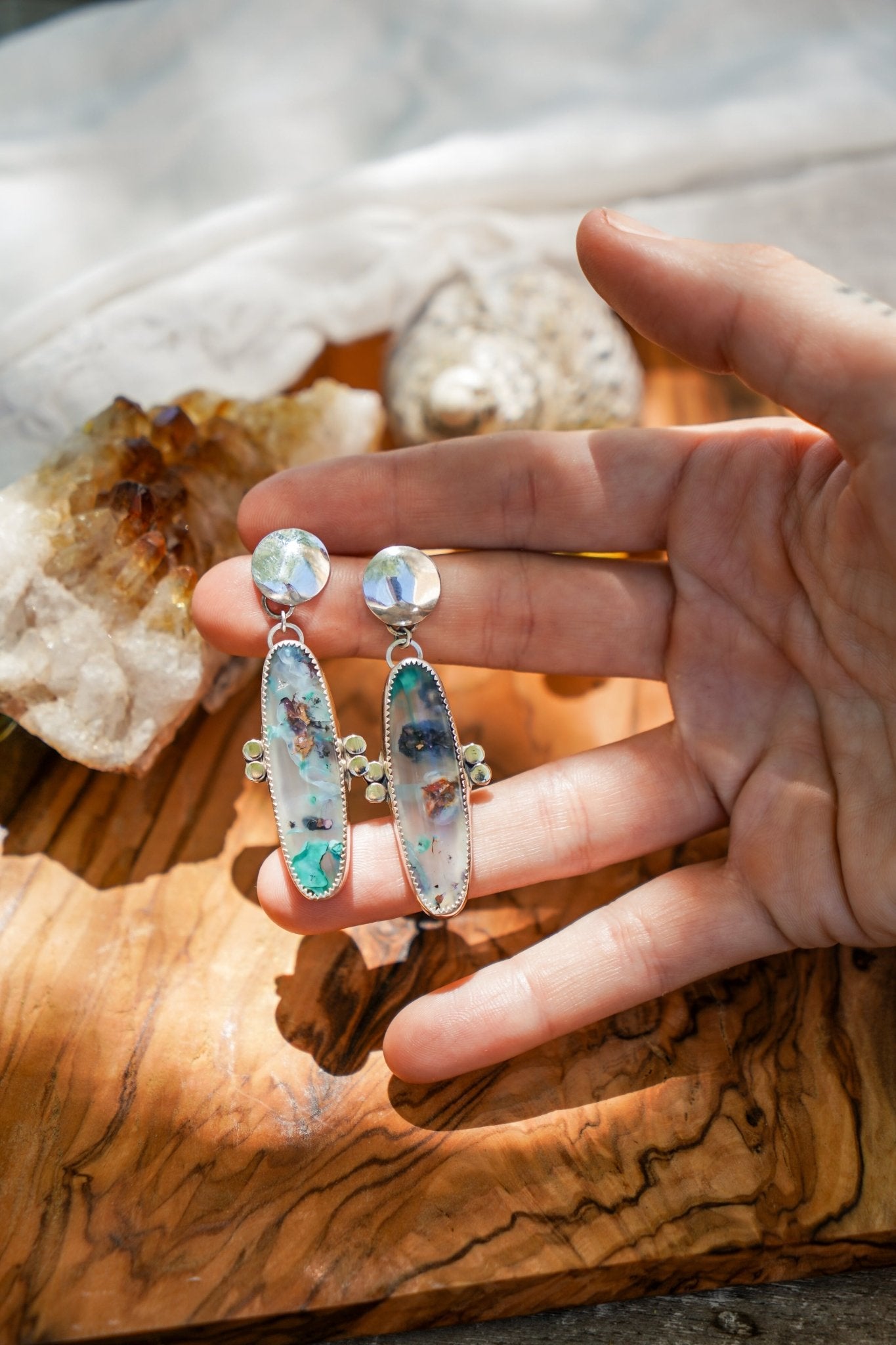 Earrings in Confetti Chrysocolla - Golden Road Crafted