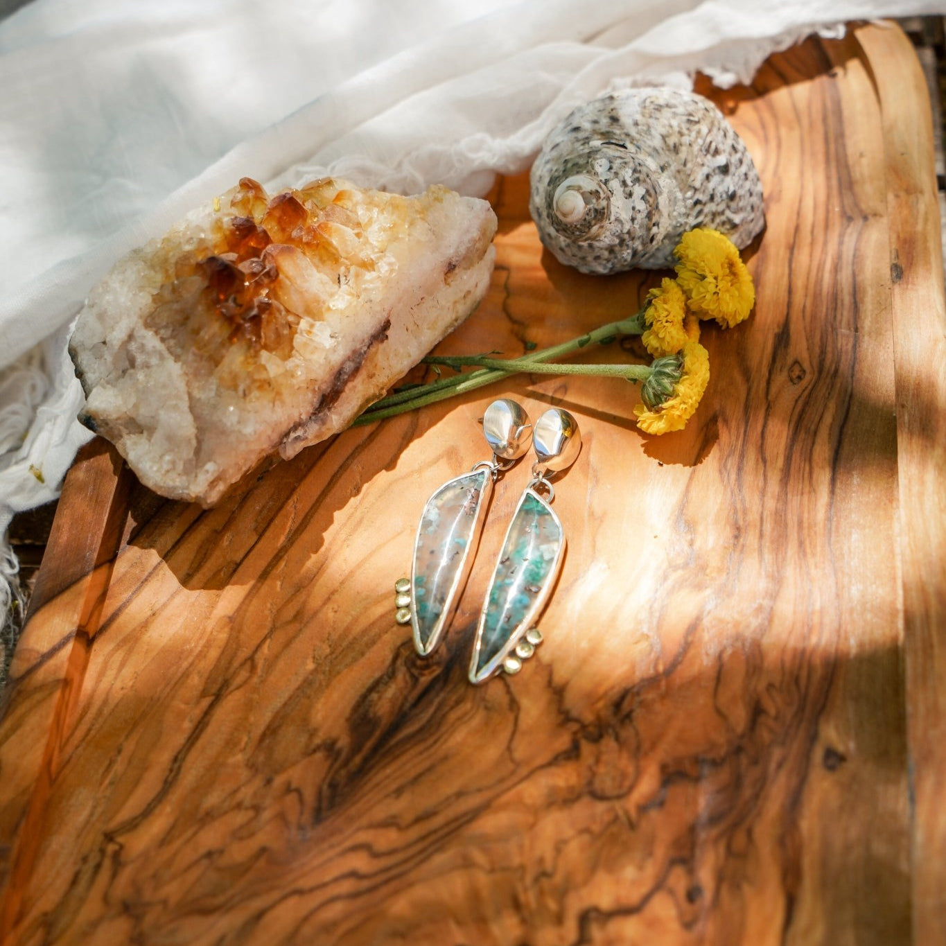 Earrings in Confetti Chrysocolla - Golden Road Crafted