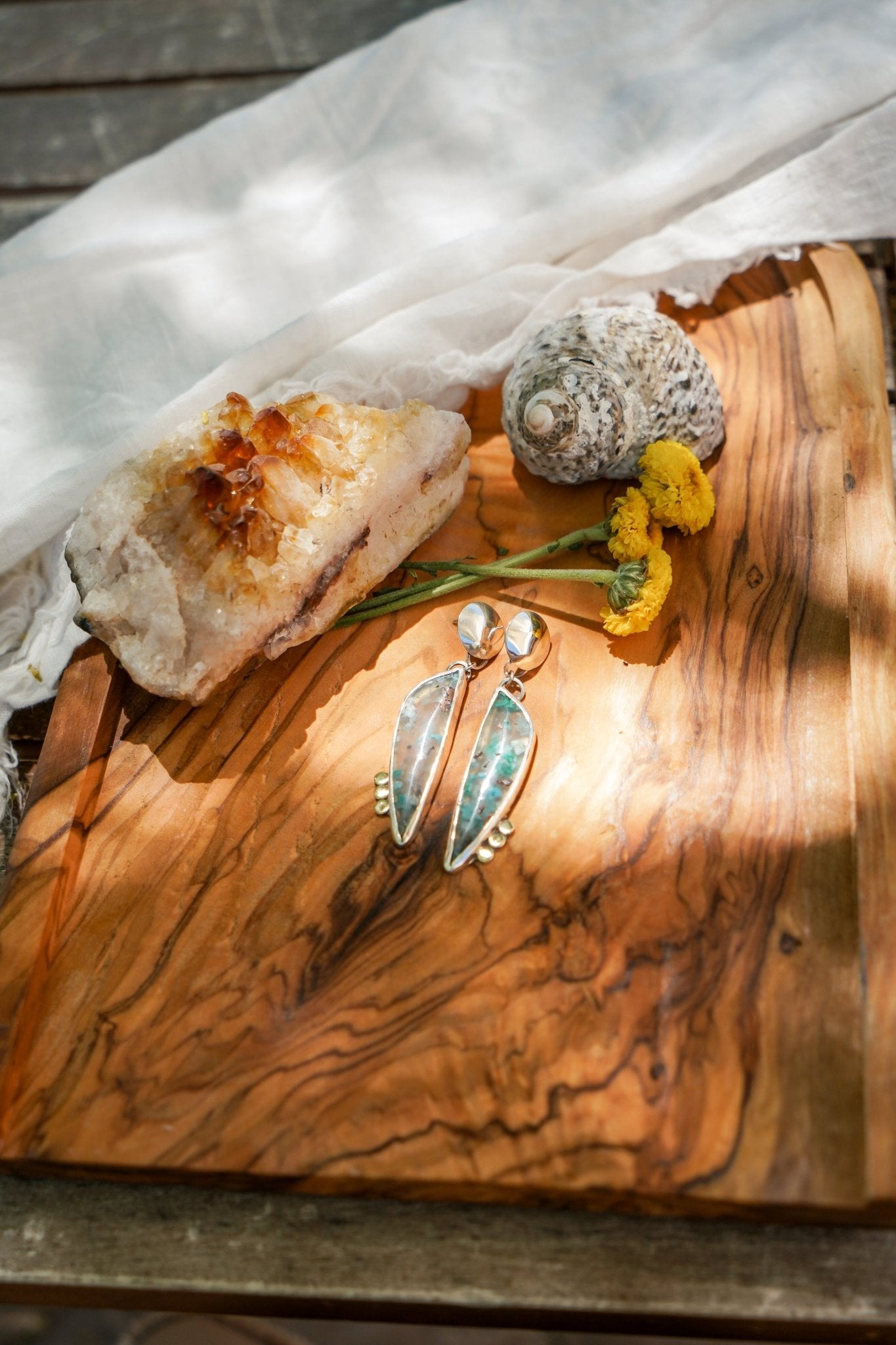 Earrings in Confetti Chrysocolla - Golden Road Crafted
